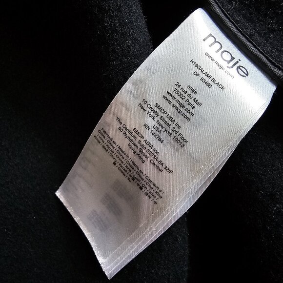 Maje Galami Double-faced Wool Coat - 2019 - Black - Sz 36 - Picture 5 of 16
